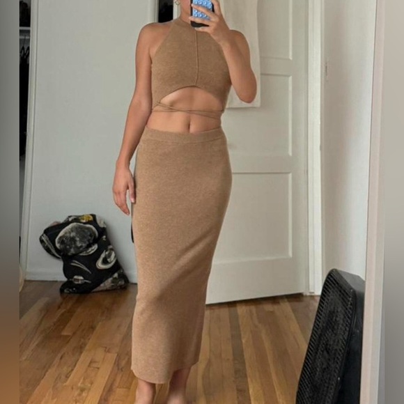 Reformation Renato Two-piece Cashmere Top & Midi Skirt Set SMALL - Picture 3 of 5